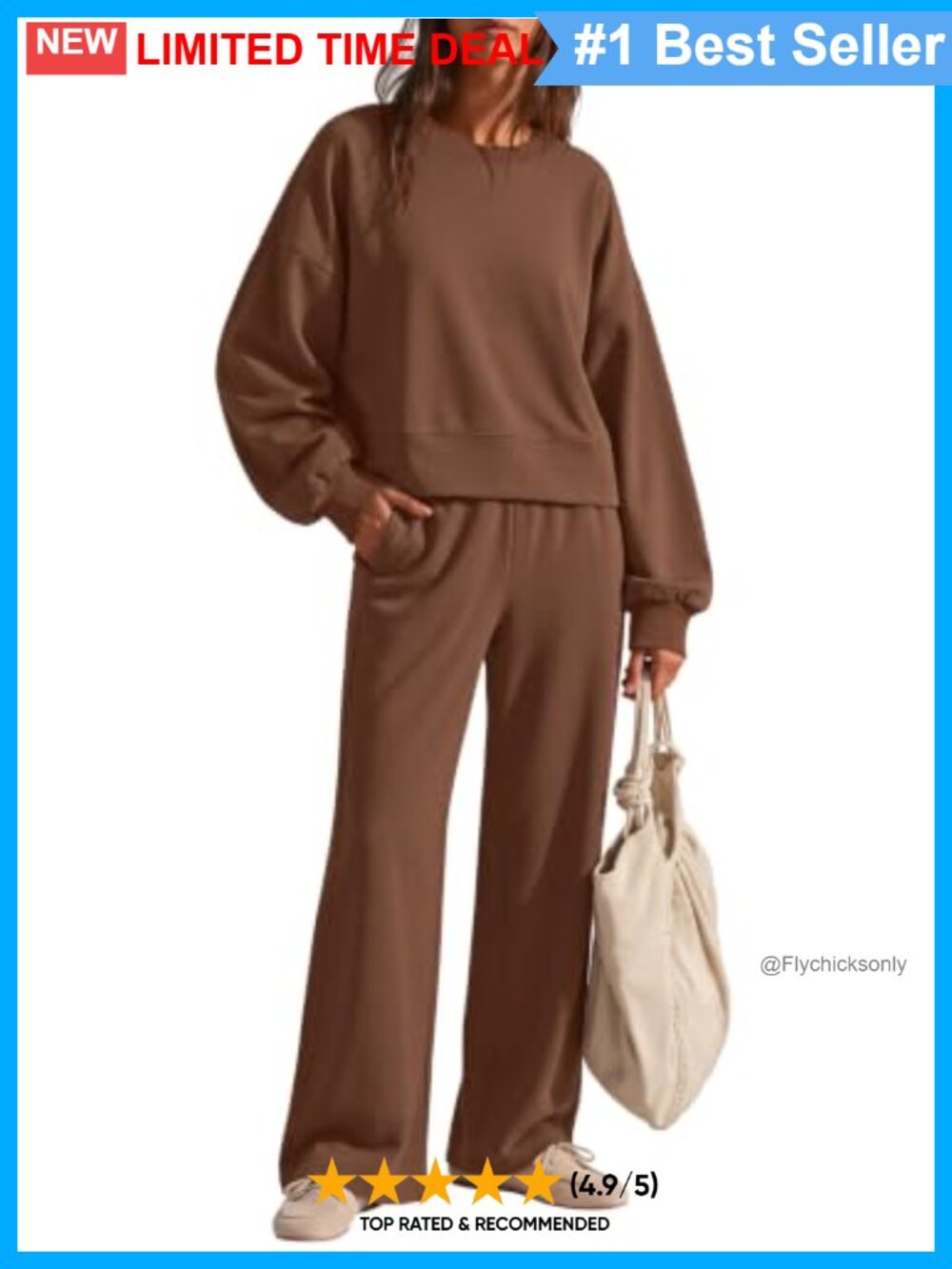 ZESICA 2-Piece Sweatsuit Crop Drop Shoulder Top Wide Leg Pants Set